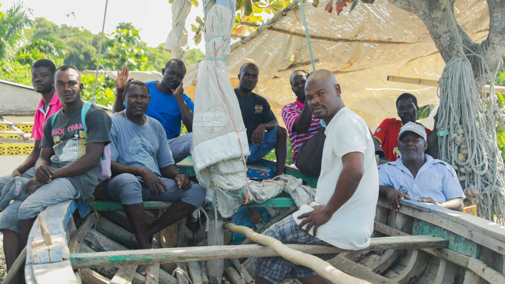 Groupe de pêcheurs à Dame-Marie, Haïti