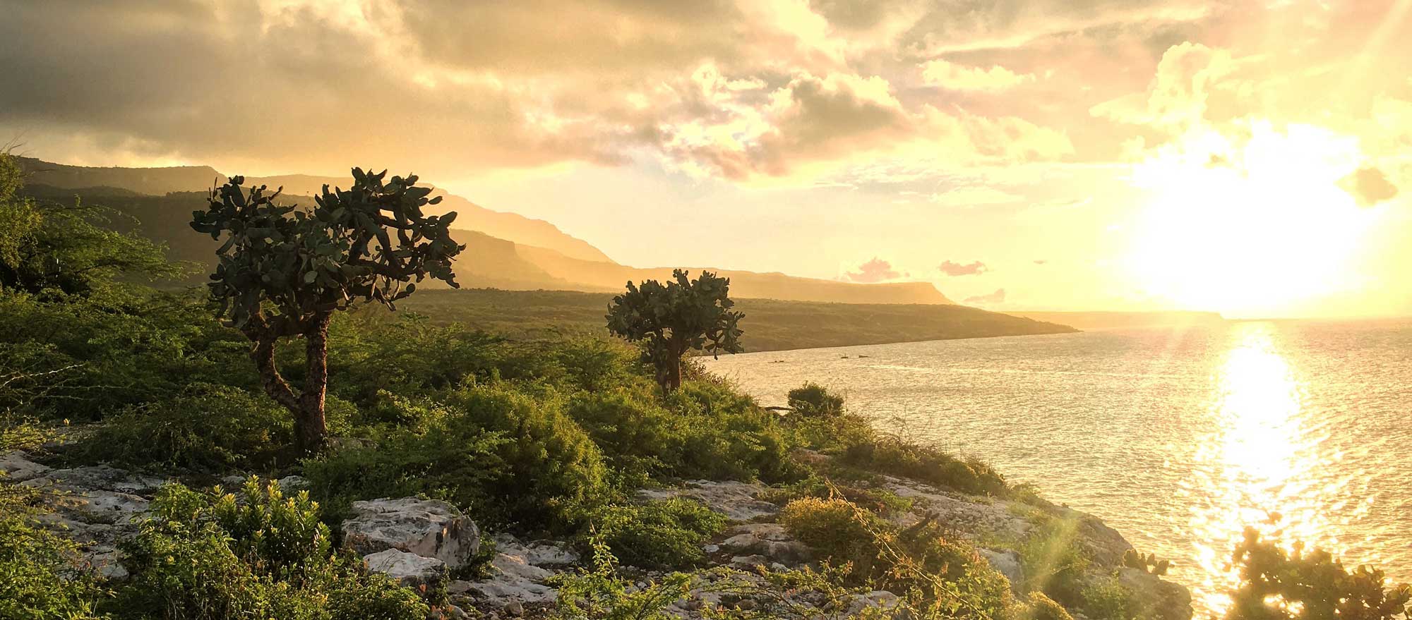 Sunset over the Caribbean sea seen from the coast of Môle-Saint-Nicolas, Haiti