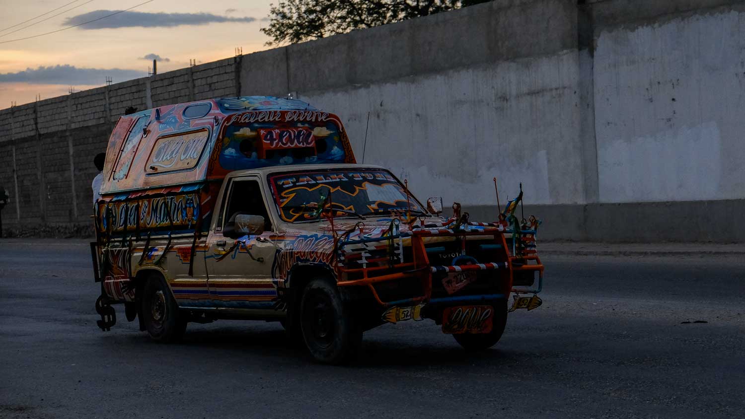 Extravagantly painted taptap taxi in Port-au-Prince, Haiti