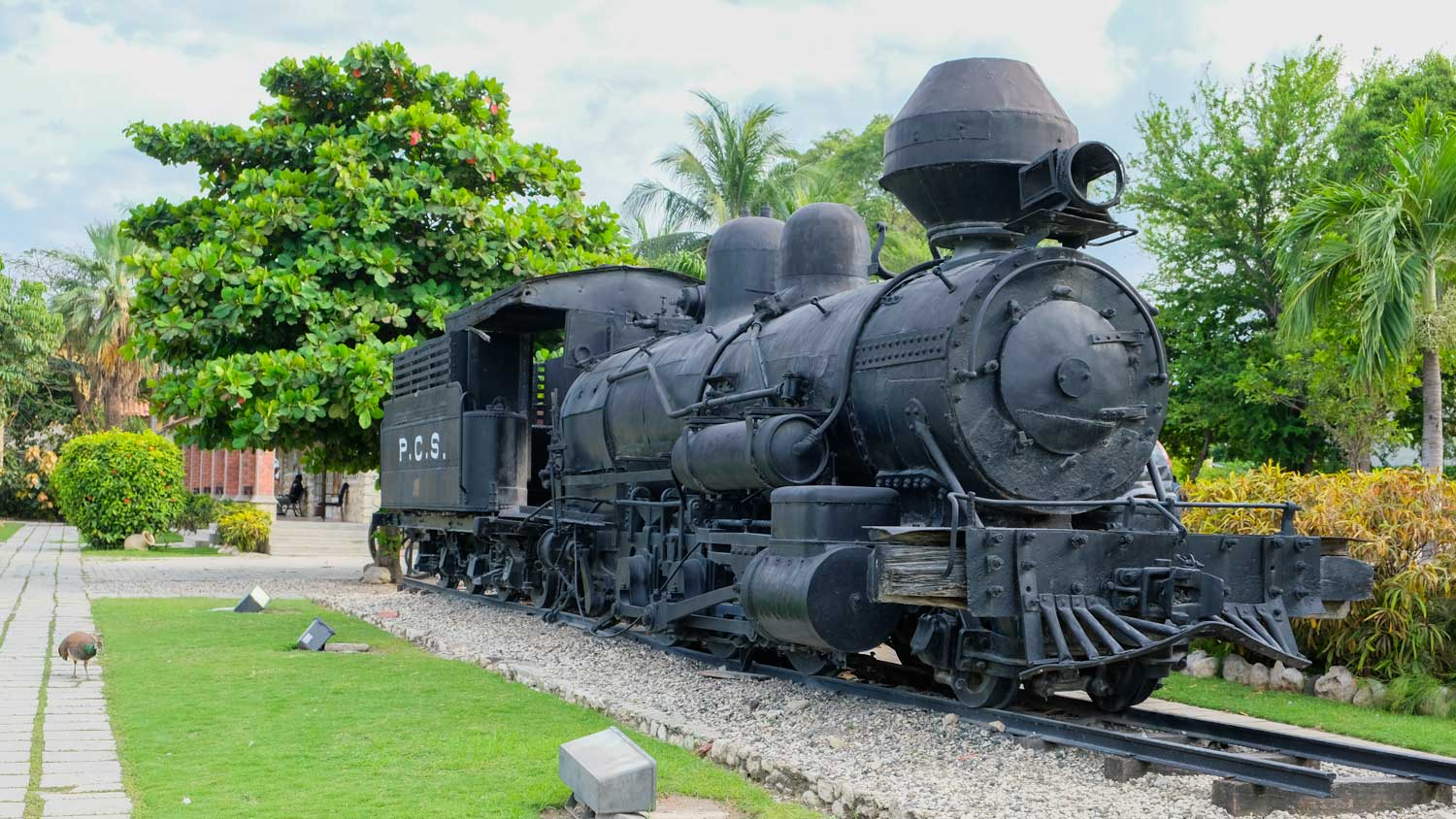 Old steam train on display at Parc Historique de la Canne à Sucre, Haiti