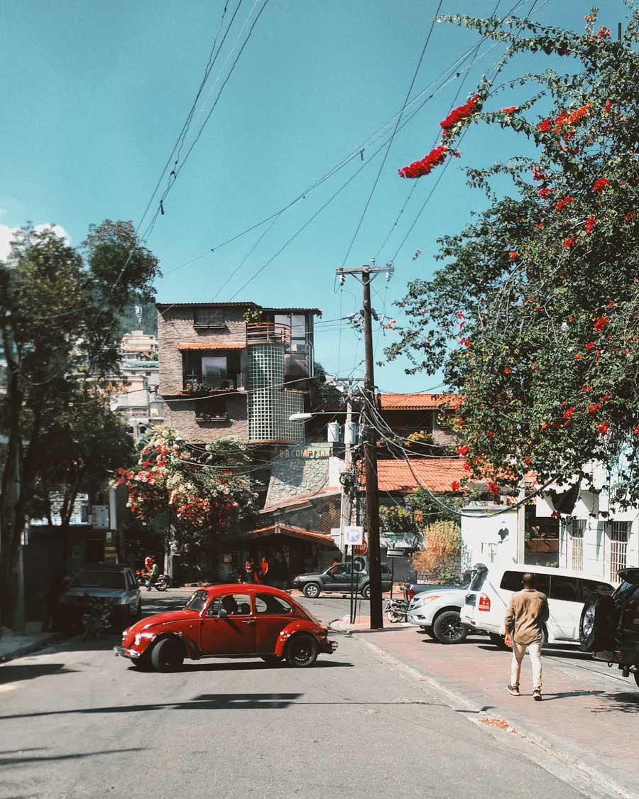 red vintage car in port-au-prince