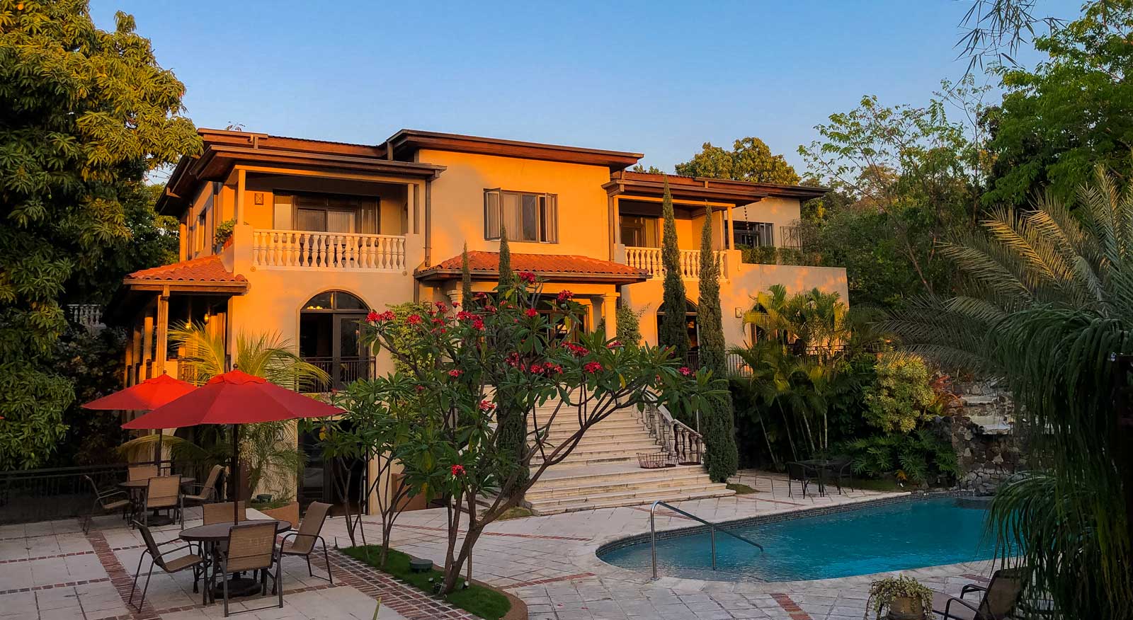 morning light on hotel with pool in port-au-prince