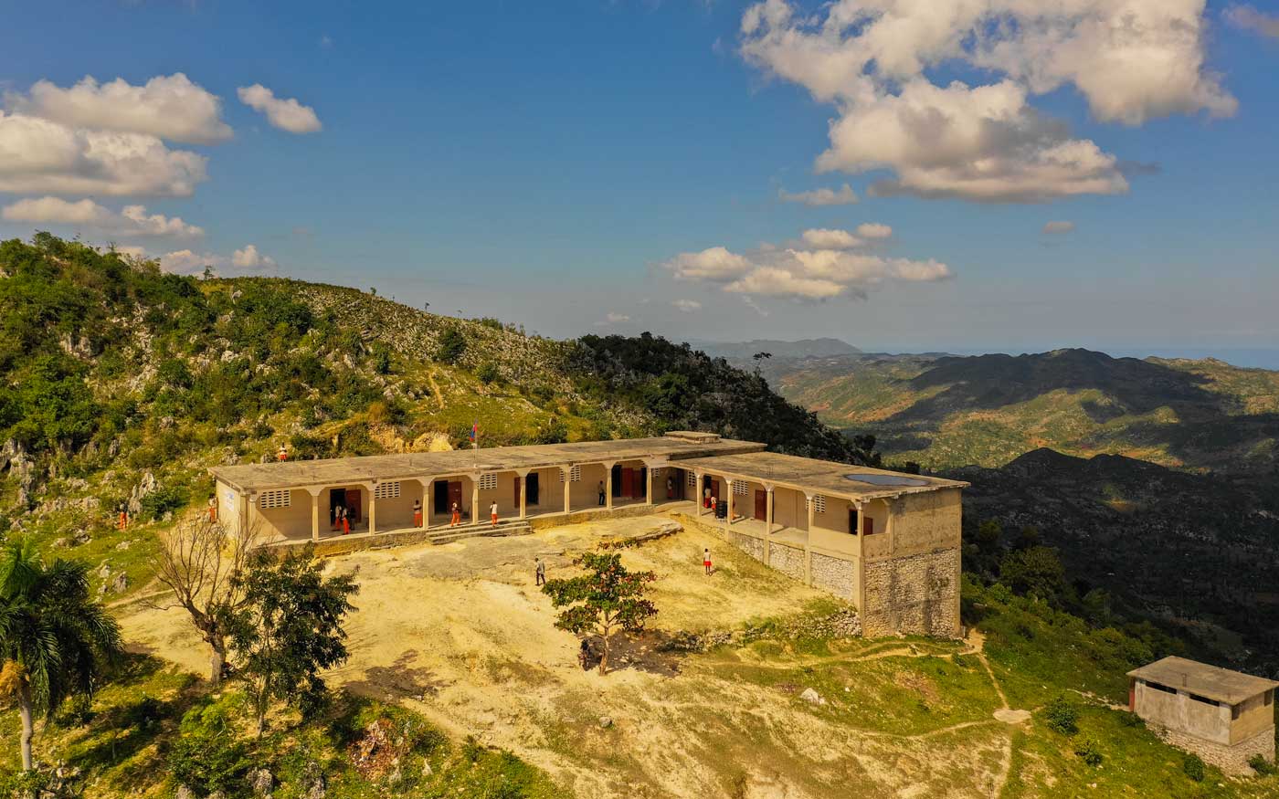 haitian school building in mountainscape
