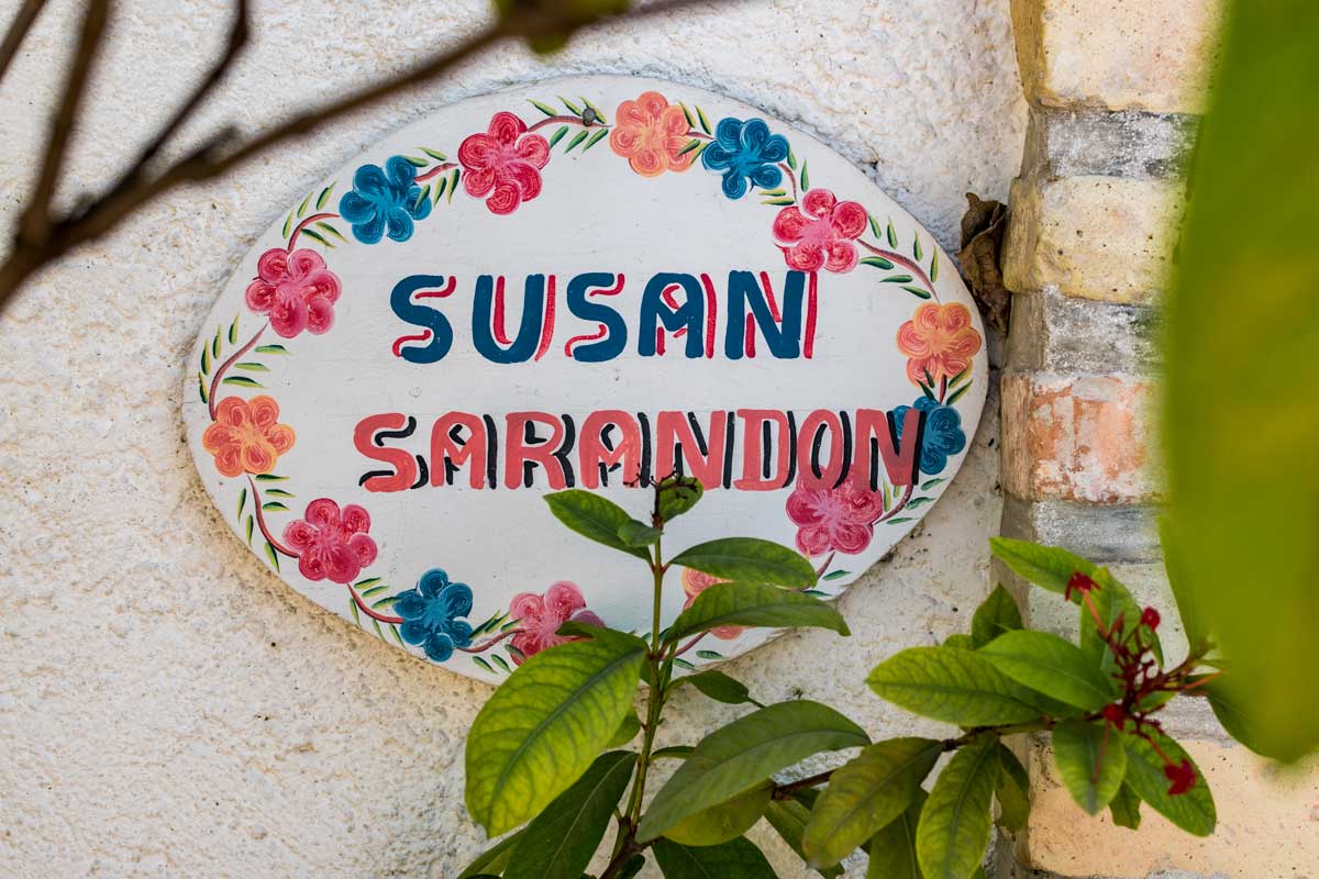 "Sunsan Sarandon" handpainted placard with flowers